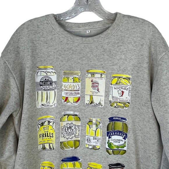 Choove Pickle Jar Print Sweatshirt Womens Small Gray - Picture 3 of 9